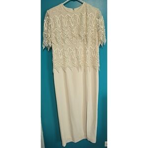 Vtg Karen Miller Sz 10 Ivory Mother of the Bride Cocktail Formal Maxi Dress USA